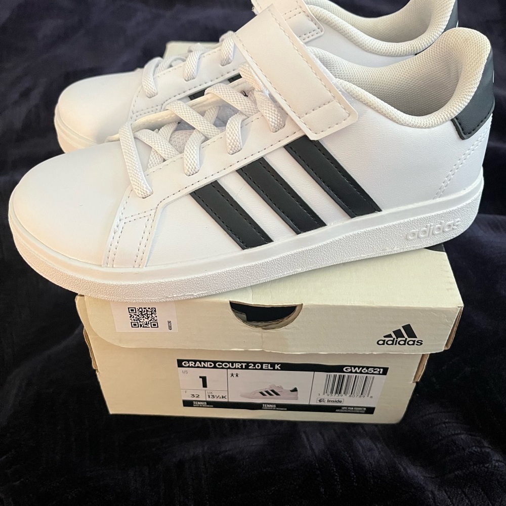 Adidas Kids White and Black Sneakers